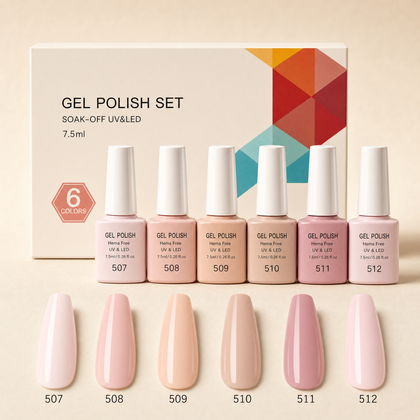 Les Palettes Gel — 6 couleurs coordonnées, tenue 3 semaines