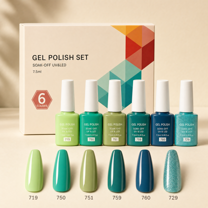 Les Palettes Gel — 6 couleurs coordonnées, tenue 3 semaines