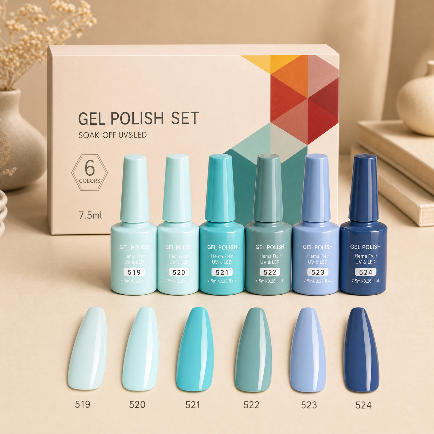 Les Palettes Gel — 6 couleurs coordonnées, tenue 3 semaines