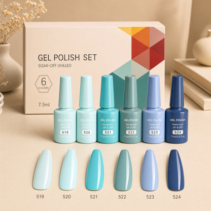 Les Palettes Gel — 6 couleurs coordonnées, tenue 3 semaines