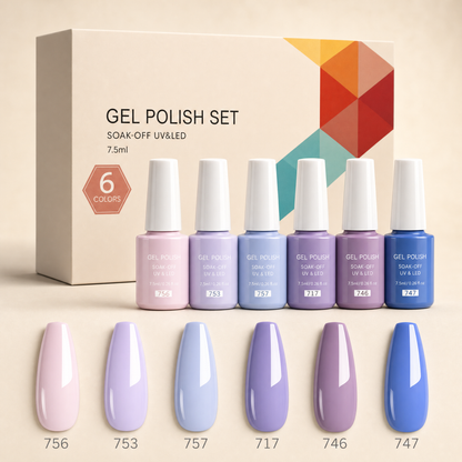 Les Palettes Gel — 6 couleurs coordonnées, tenue 3 semaines