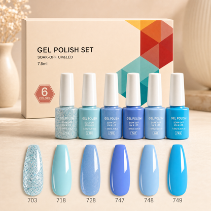 Les Palettes Gel — 6 couleurs coordonnées, tenue 3 semaines