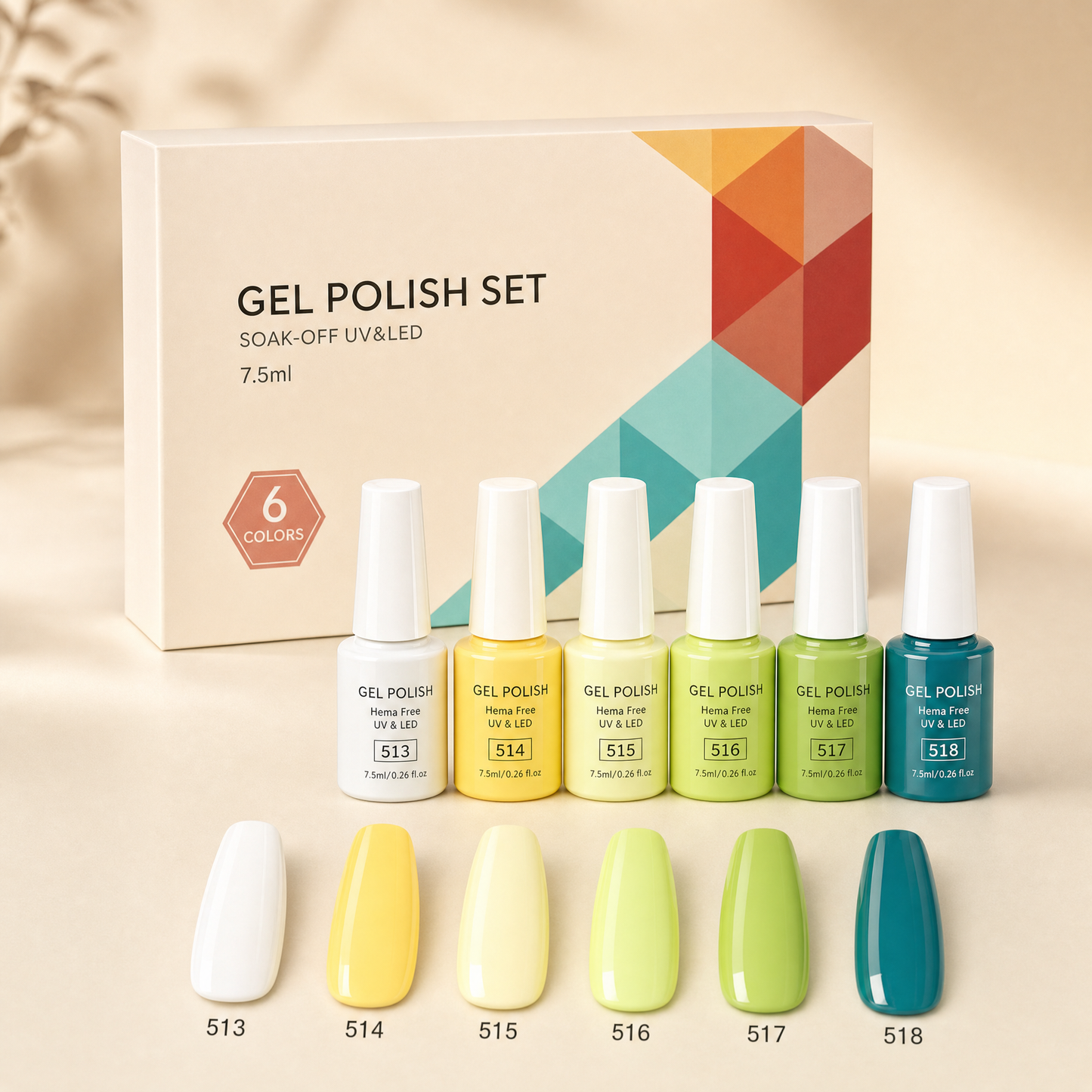 Les Palettes Gel — 6 couleurs coordonnées, tenue 3 semaines