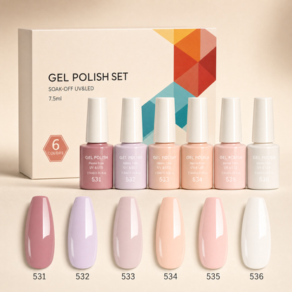 Les Palettes Gel — 6 couleurs coordonnées, tenue 3 semaines