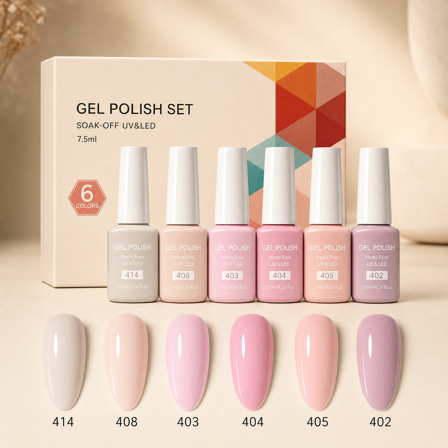 Les Palettes Gel — 6 couleurs coordonnées, tenue 3 semaines