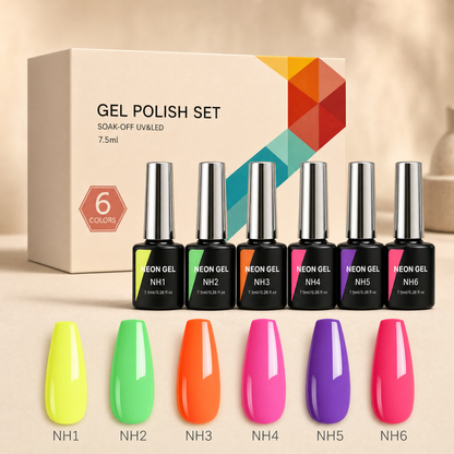 Les Palettes Gel — 6 couleurs coordonnées, tenue 3 semaines